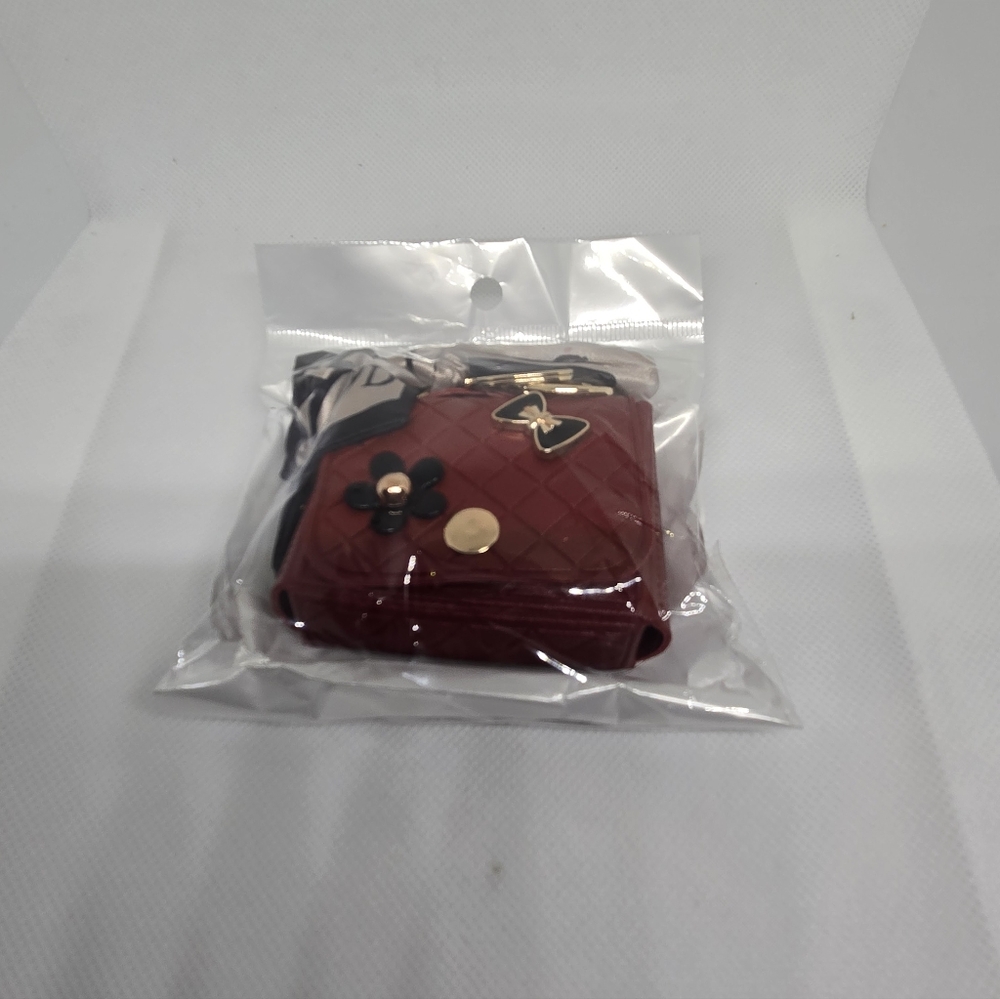Mini Burgundy Quilted Purse Keychain - Picture 7 of 7
